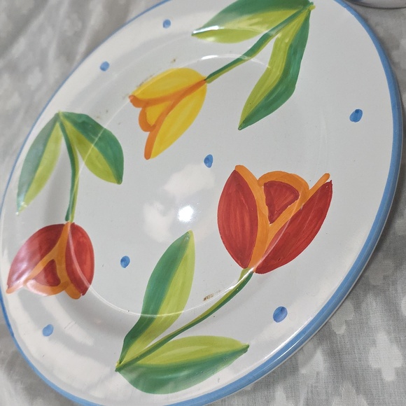 11" Italy L.V. vintage Tulip retired Plate Design Lillian Vernon. ... No Fan - Picture 1 of 12